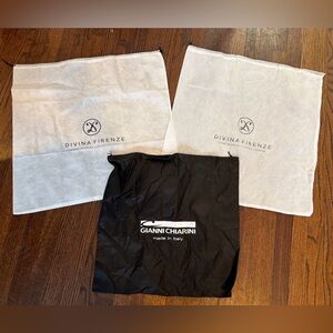 3 NEW AUTHENTIC MADE IN ITALY COTTON BLACK DUST BAGS LOT DRAWSTRING 23W X 23H